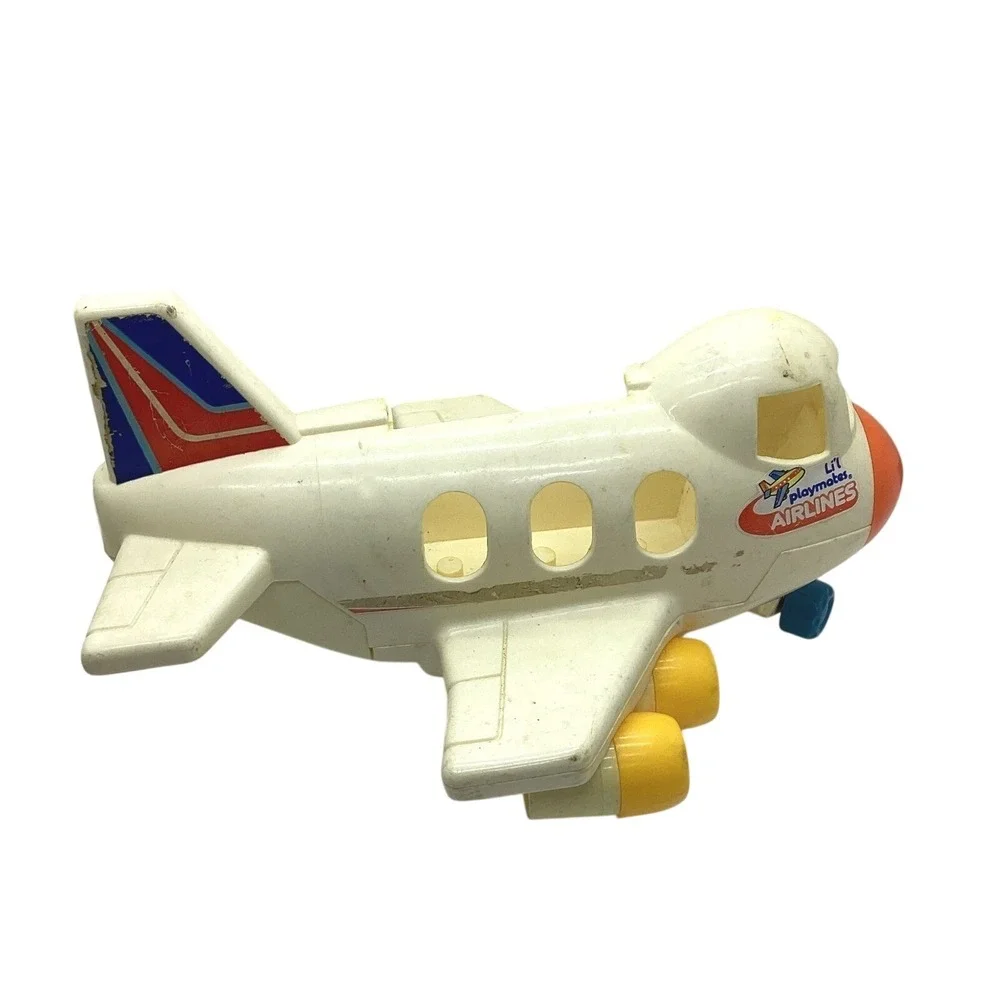 Vintage‎ Playmates Lil Playmates Airlines Airplane White Plastic Toy 1980s